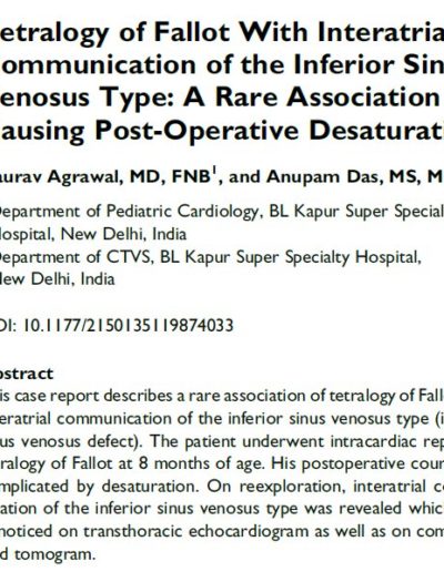 Tetralogy of Fallot With Interatrial Communication of the Inferior Sinus Venosus Type
